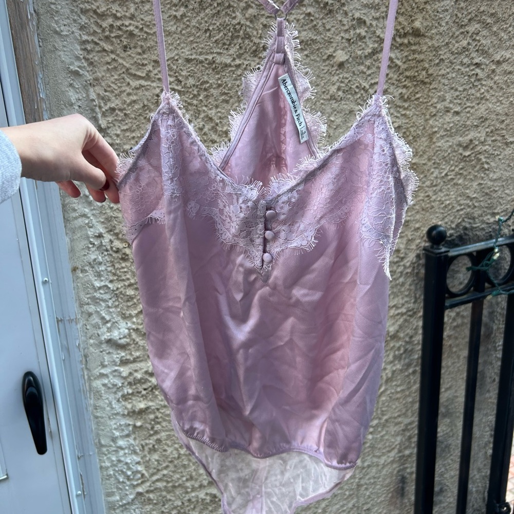 Pink Abercrombie & Fitch Silk Bodysuit